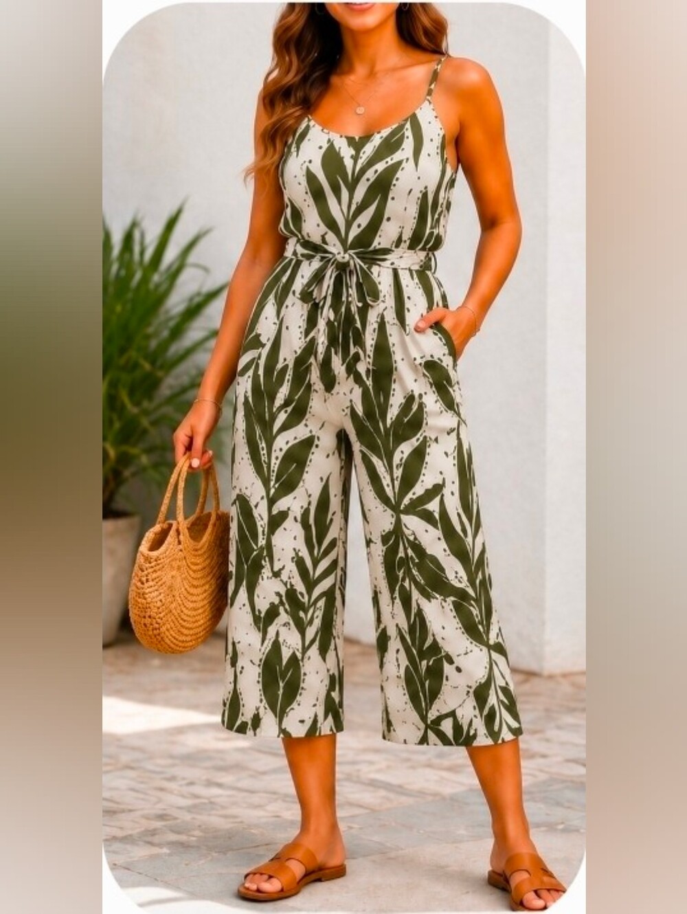 Harlow & Rose Black Ivory Botanical Wide Leg Jumpsuit Belted M